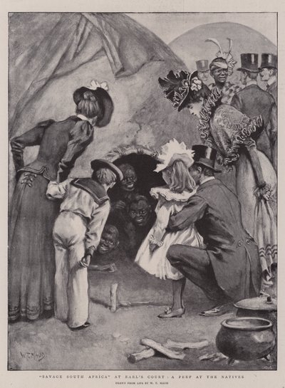 アールズコートでの野蛮な南アフリカ、先住民ののぞき見 作： William T. Maud